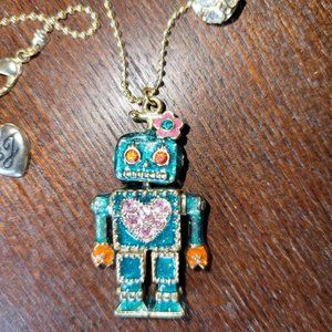 NWOT Betsy Johnson Robot Love Necklace